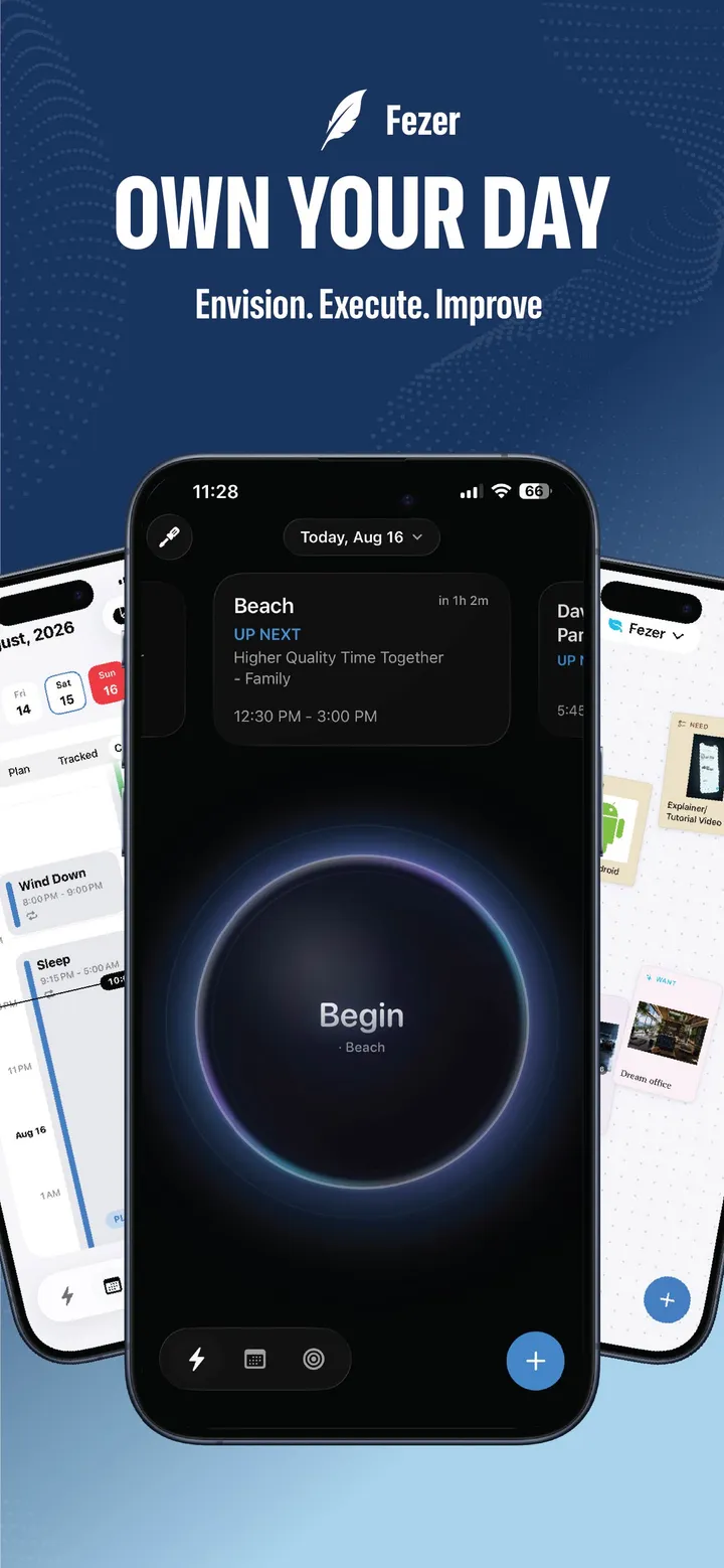 Fezer showing the next commitment of the day on an iPhone